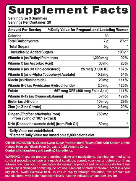 PINK Prenatal Vitamins 60 Gomitas