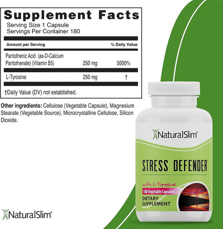 NaturalSlim Stress Defender L Tyrosine & Pantothenic Acid 180 Capsulas