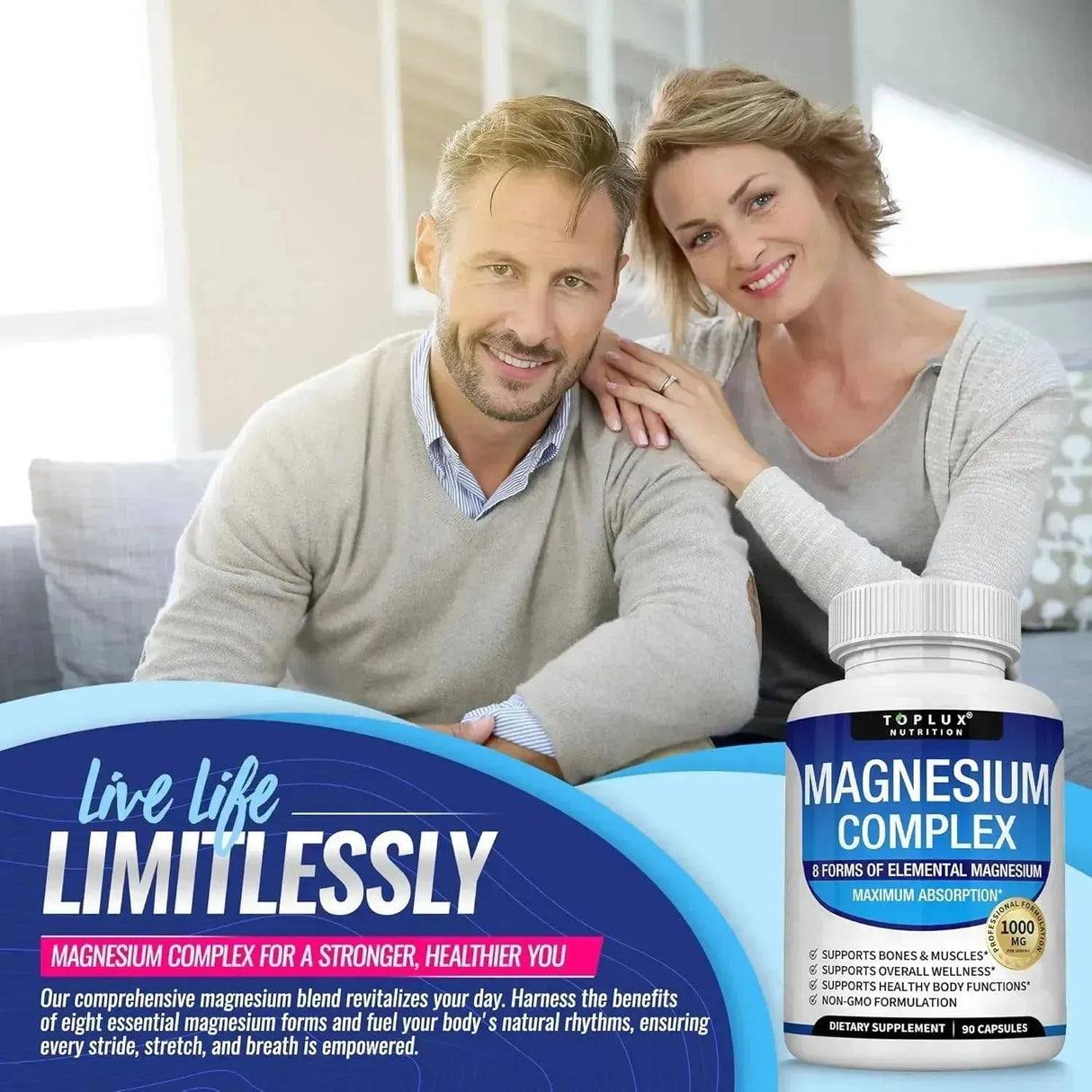 TOPLUX - Toplux Magnesium Complex 1000Mg. 90 Capsulas - The Red Vitamin MX - Suplementos Alimenticios - {{ shop.shopifyCountryName }}
