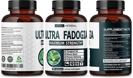 Vital Herbal Ultra Fadogia Agrestis 10:1 Extract Tongkat Ali 9570Mg. 90 Capsulas