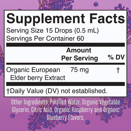 MaryRuth Organics Elderberry Liquid Drops for Kids Ages 4-13 30Ml.