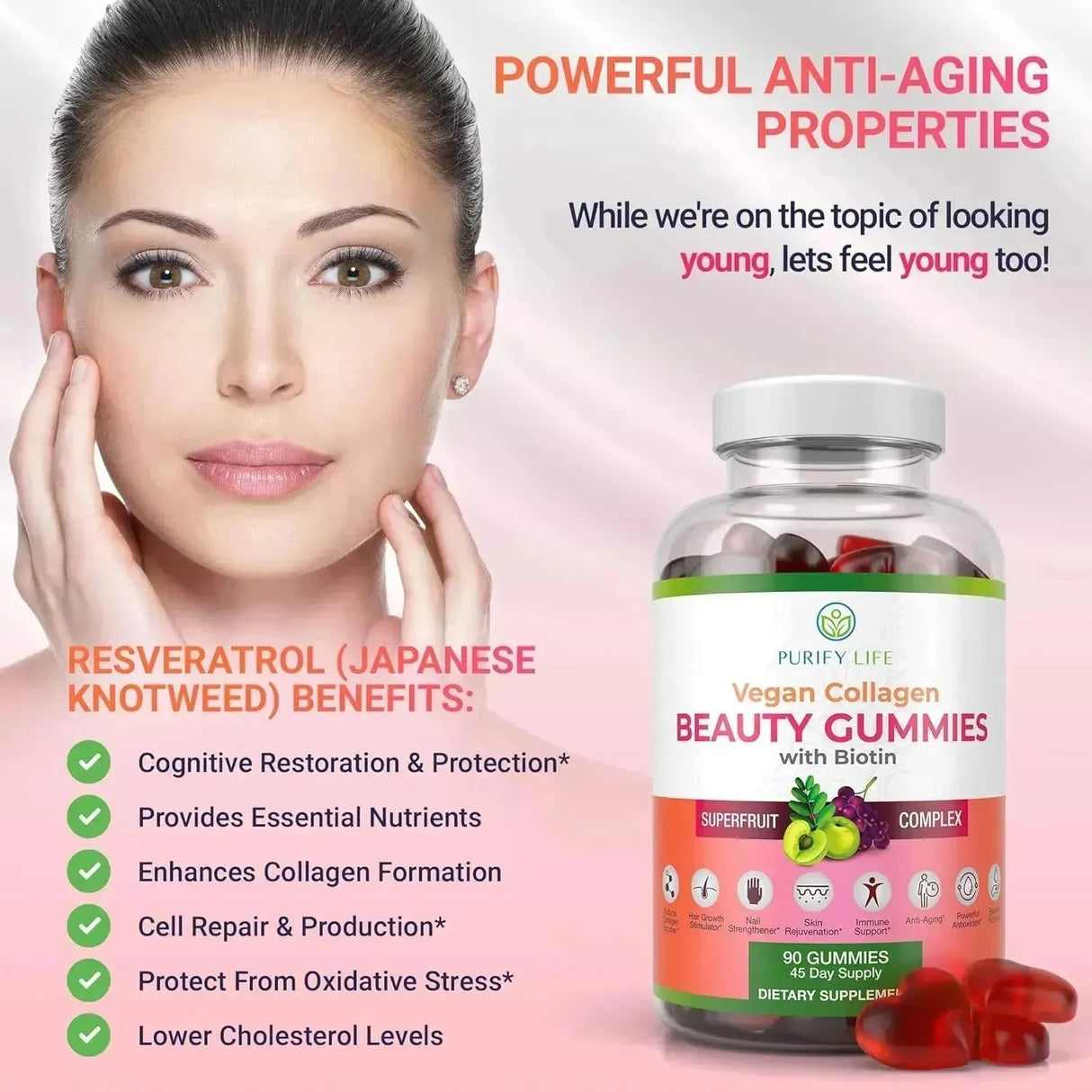 PURIFY LIFE - Purify Life Vegan Collagen Gummies with Biotin 90 Gomitas - The Red Vitamin MX - Suplementos Alimenticios - {{ shop.shopifyCountryName }}