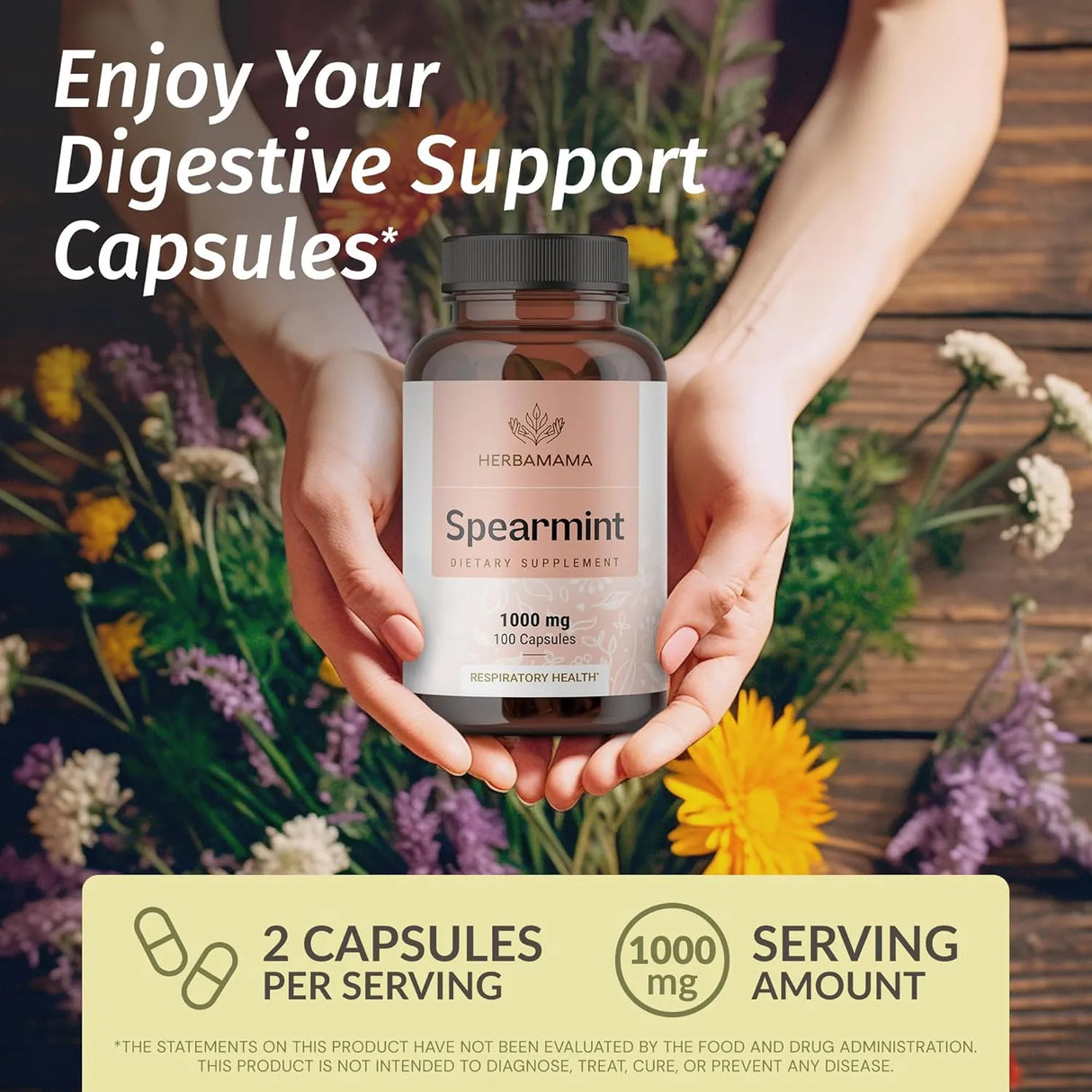 HERBAMAMA - HERBAMAMA Spearmint Leaf 1000Mg. 100 Capsulas - The Red Vitamin MX - Suplementos Alimenticios - {{ shop.shopifyCountryName }}
