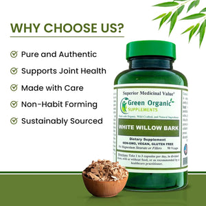 GREEN ORGANIC SUPPLEMENTS - Green Organic Supplements White Willow Bark 90 Capsulas - The Red Vitamin MX - Suplementos Alimenticios - {{ shop.shopifyCountryName }}