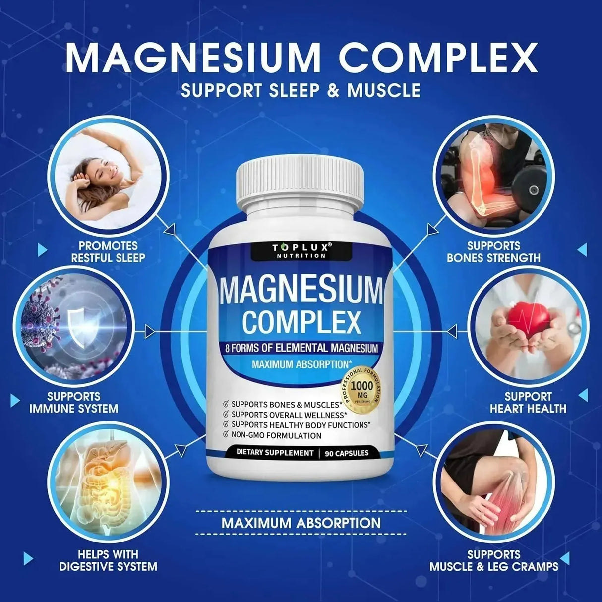 TOPLUX - Toplux Magnesium Complex 1000Mg. 90 Capsulas - The Red Vitamin MX - Suplementos Alimenticios - {{ shop.shopifyCountryName }}