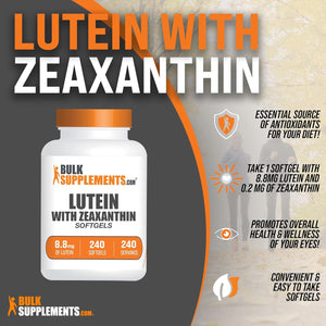 Bulk Supplements Lutein with Zeaxanthin 240 Capsulas Blandas