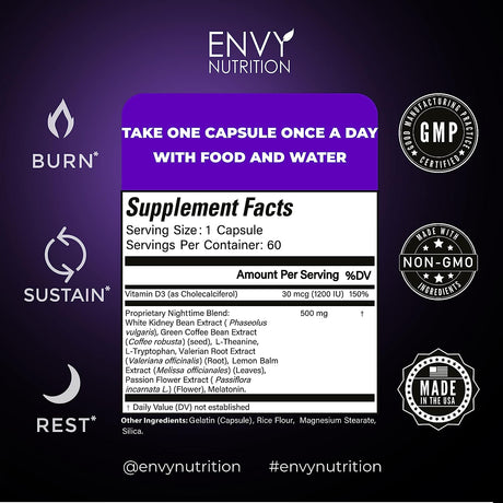 Envy Nutrition Night Time Fat Burner 60 Capsulas