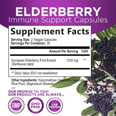 Nature's Nutrition Sambucus Black Elderberry Extract 60 Capsulas