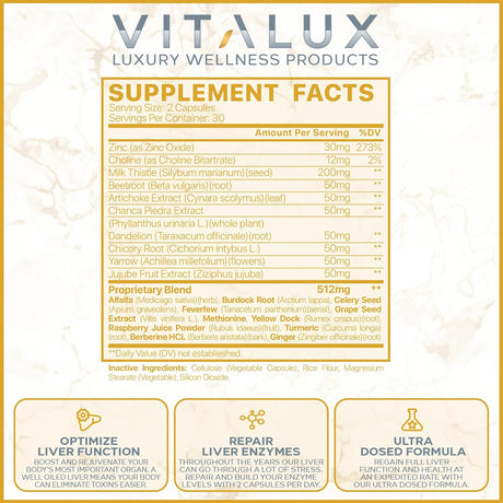 VITALUX Premium Liver Cleanse & Detox 60 Capsulas