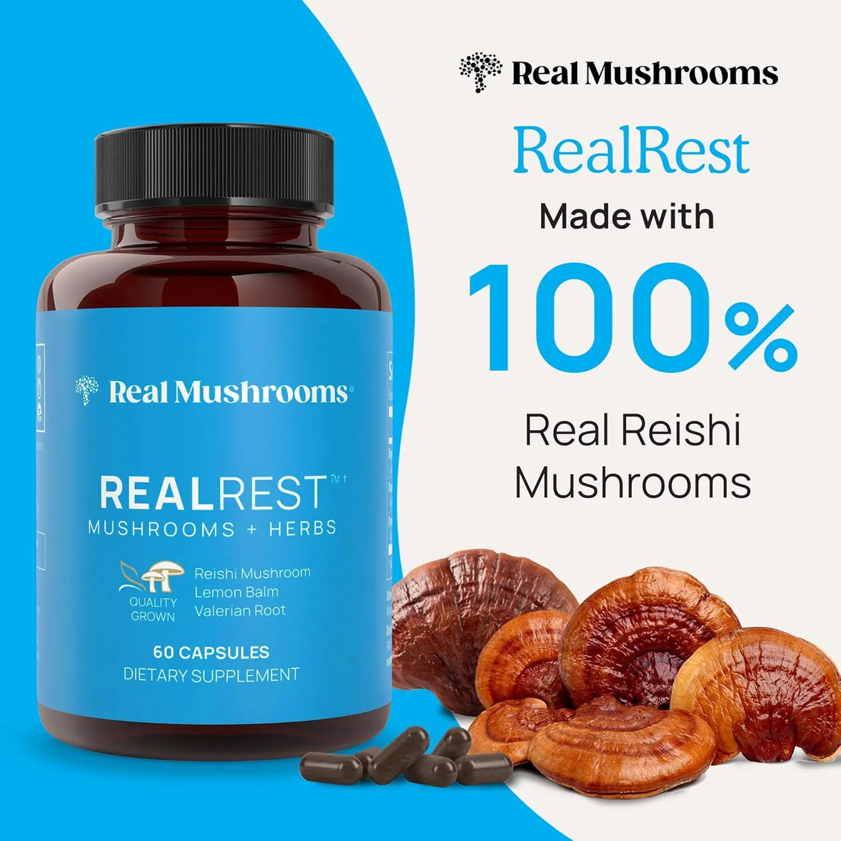 REAL MUSHROOMS - Real Mushrooms RealRest 60 Capsulas - The Red Vitamin MX - Suplementos Alimenticios - {{ shop.shopifyCountryName }}
