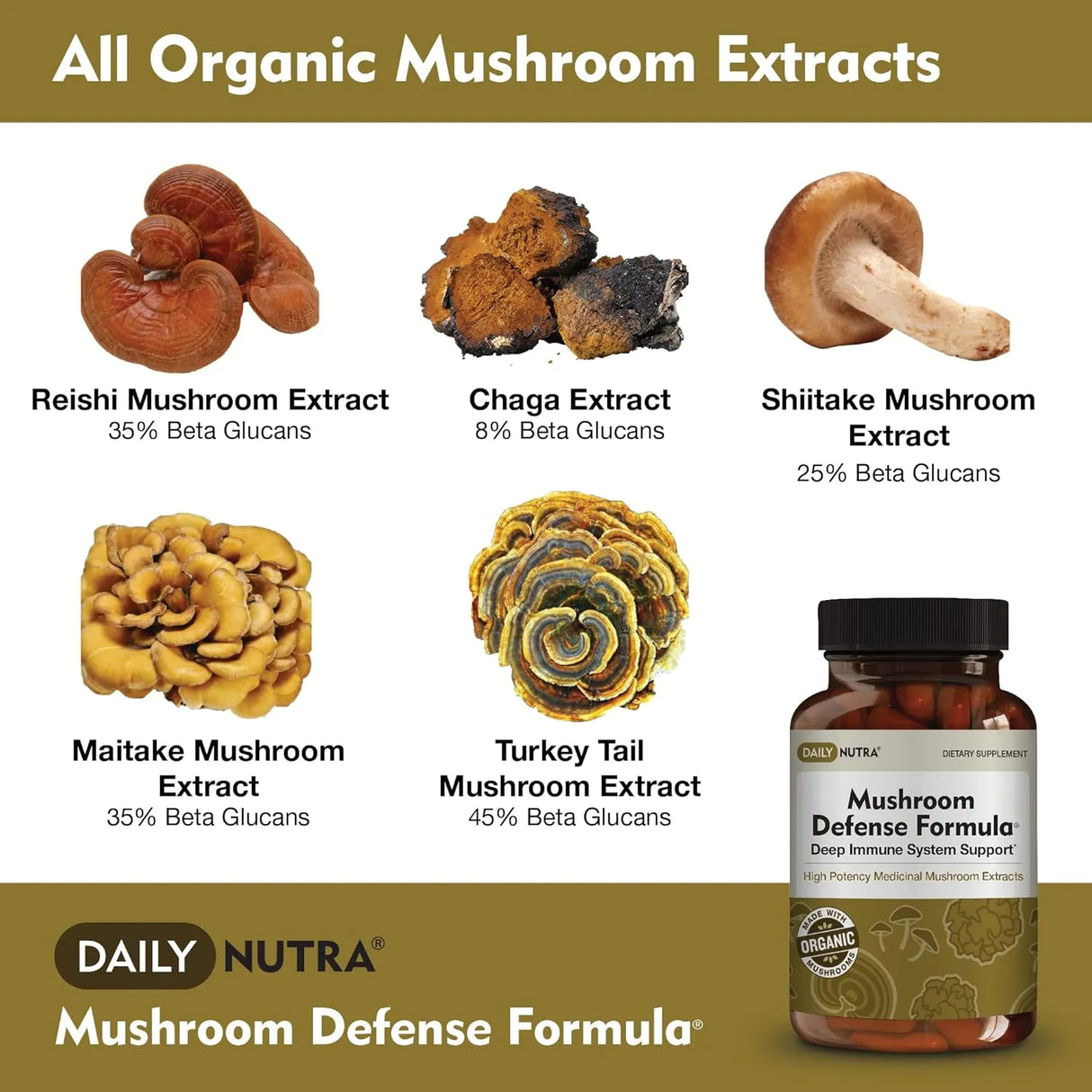 DAILY NUTRA - DailyNutra Mushroom Defense Formula 90 Capsulas - The Red Vitamin MX - Suplementos Alimenticios - {{ shop.shopifyCountryName }}
