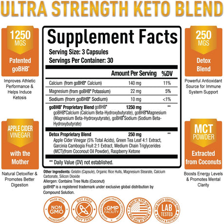 Purely Optimal Keto Pills + Apple Cider Vinegar 90 Capsulas