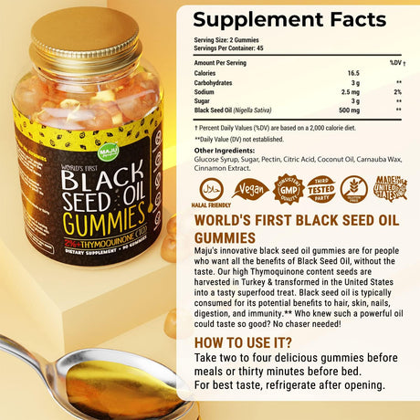 MAJU's Black Seed Oil Gummies 500Mg. 90 Gomitas