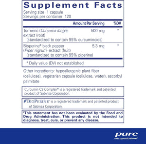Pure Encapsulations Curcumin 500 with Bioperine 120 Capsulas