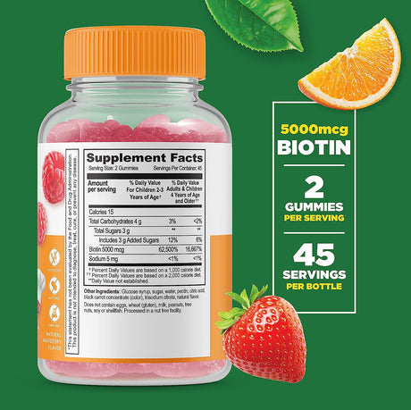 Lifeable Biotin Gummies for Kids 5,000 mcg 90 Gomitas