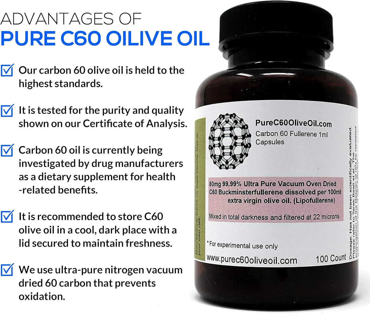 PUREC60 - PureC60OliveOil C60 Organic Olive Oil 100 Capsulas - The Red Vitamin MX - Suplementos Alimenticios - {{ shop.shopifyCountryName }}