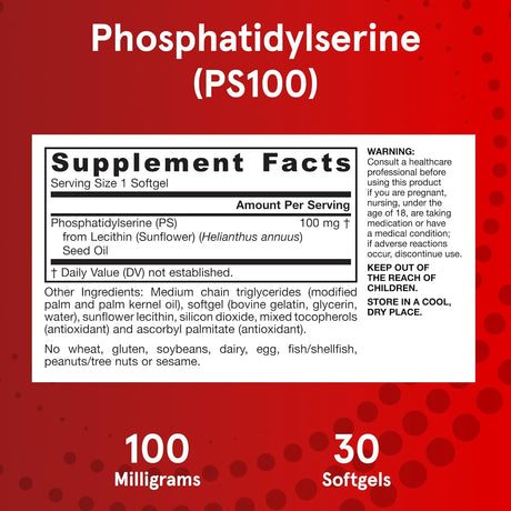 Jarrow Formulas PS100 Phosphatidylserine 100Mg. 30 Capsulas Blandas