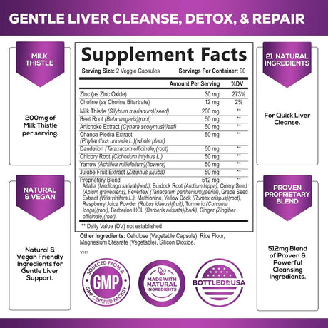 Health Nutrition Naturals Liver Cleanse Detox & Repair Formula 180 Capsulas