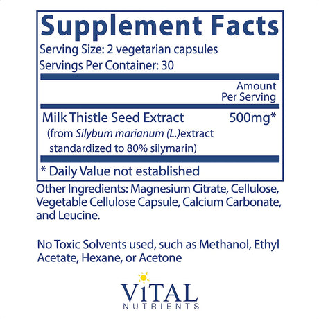 Vital Nutrients Milk Thistle Extract 250Mg. 60 Capsulas