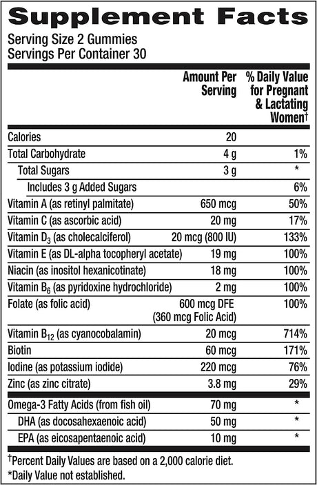 Centrum Prenatal Multivitamin Gummies with DHA and Folic Acid 60 Gomitas