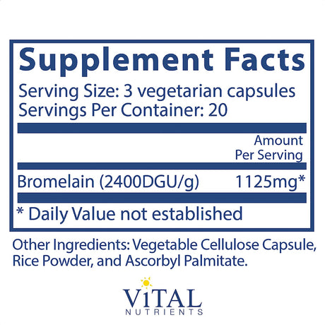 Vital Nutrients Bromelain 375Mg. 60 Capsulas
