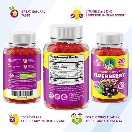 DR. MORITZ Elderberry Gummies for Kids and Adults 90 Gomitas
