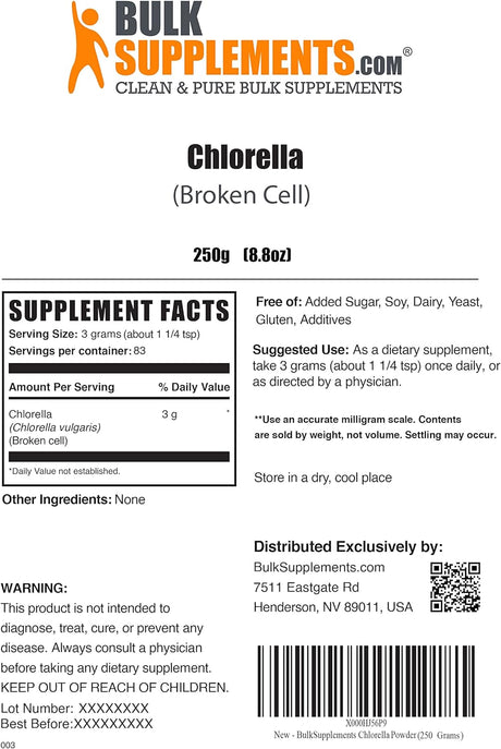 Bulk Supplements Chlorella Powder 250Gr.