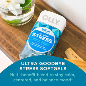 OLLY Ultra Goodbye Stress GABA, Ashwagandha, L-Theanine and Lemon Balm 60 Capsulas Blandas