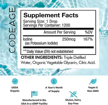 Codeage USDA Organic Iodine Drops 59Ml.