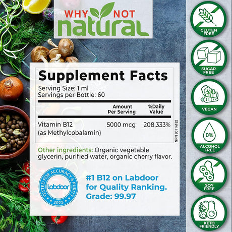 Why Not Natural Organic Vitamin B12 Liquid 60Ml.