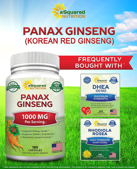 aSquared Nutrition Red Korean Panax Ginseng 1000Mg. 180 Capsulas