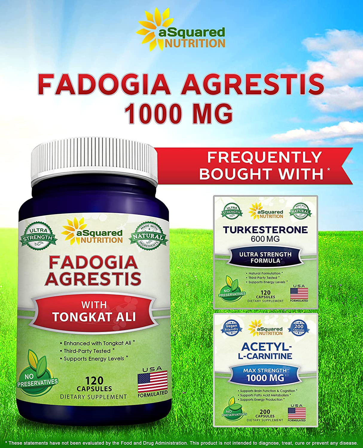 aSquared Nutrition Fadogia Agrestis 1000Mg. & Tongkat Ali 120 Capsulas