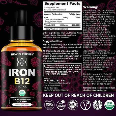 New Elements Liquid Iron Supplement 60Ml.