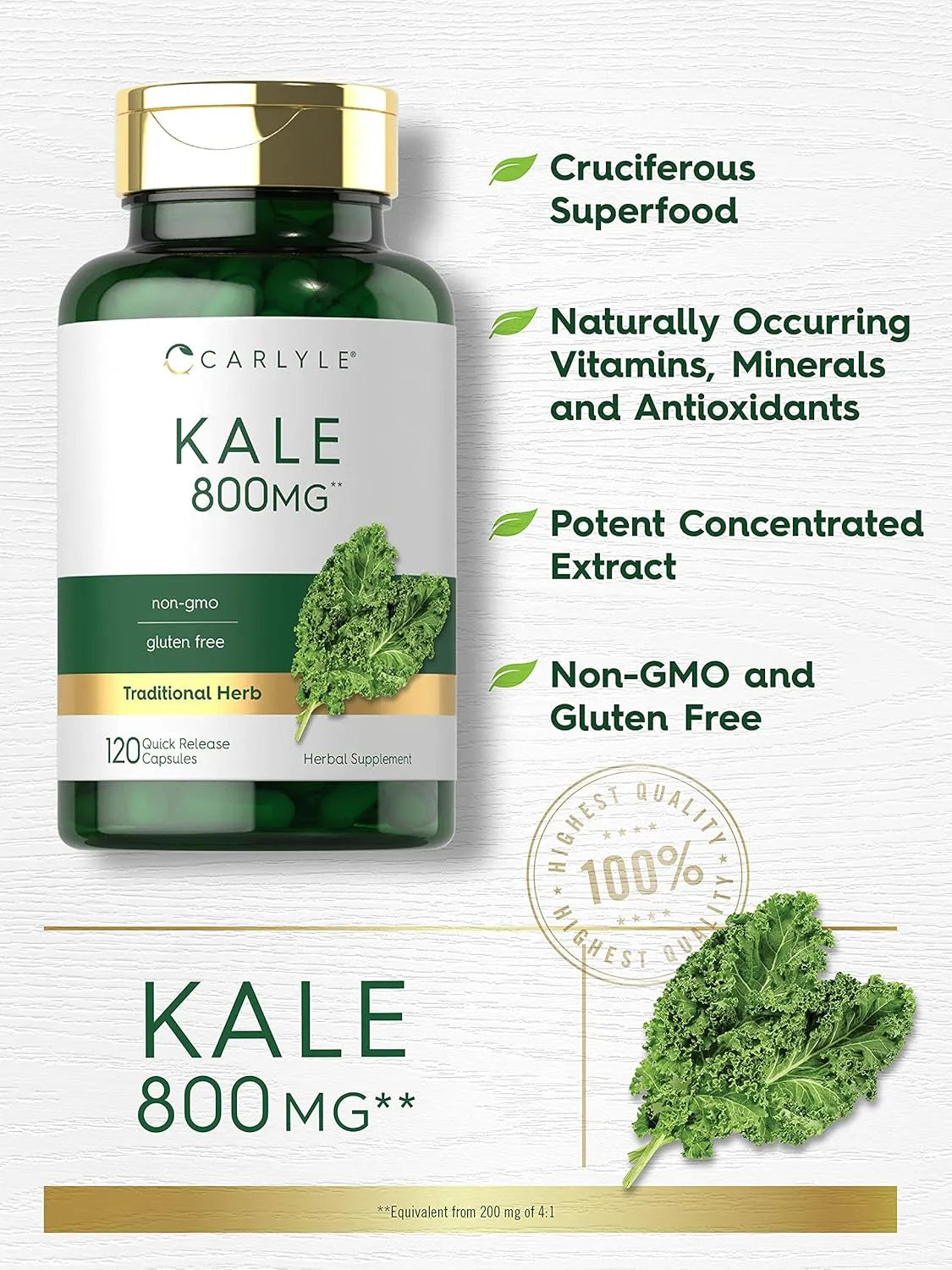 CARLYLE - Carlyle Kale Extract 800Mg. 120 Capsulas - The Red Vitamin MX - Suplementos Alimenticios - {{ shop.shopifyCountryName }}