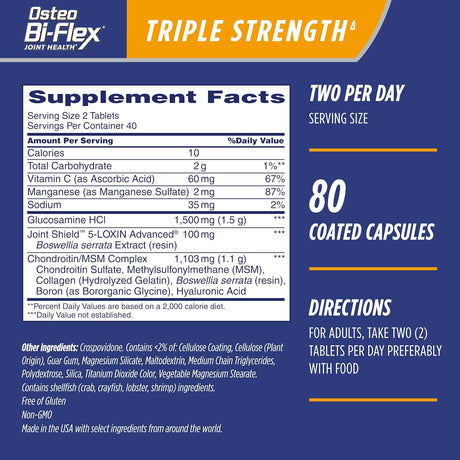Osteo Bi-Flex Triple Strength Glucosamine Chondroitin with Vitamin C 80 Tabletas