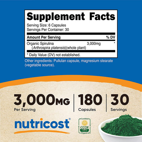 Nutricost Spirulina 3,000Mg 180 Capsulas