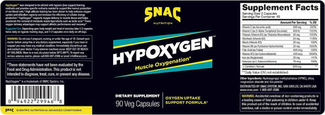 SNAC HypOxygen Muscle Oxygenation Performance Endurance Support Formula 90 Capsulas