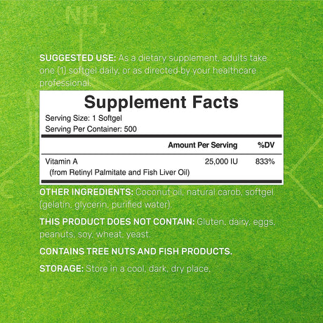 Deal Supplement High Potency Vitamin A 25000 IU 500 Capsulas Blandas