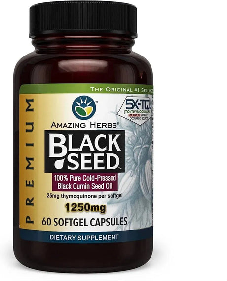 AMAZING HERBS - Amazing Herbs Premium Black Seed Oil Capsules 1250Mg. 60 Capsulas - The Red Vitamin MX - Suplementos Alimenticios - {{ shop.shopifyCountryName }}