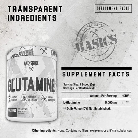 AXE & SLEDGE - Axe & Sledge Supplements Glutamine Basics Powder 40 Servicios 200Gr. - The Red Vitamin MX - Suplementos Alimenticios - {{ shop.shopifyCountryName }}