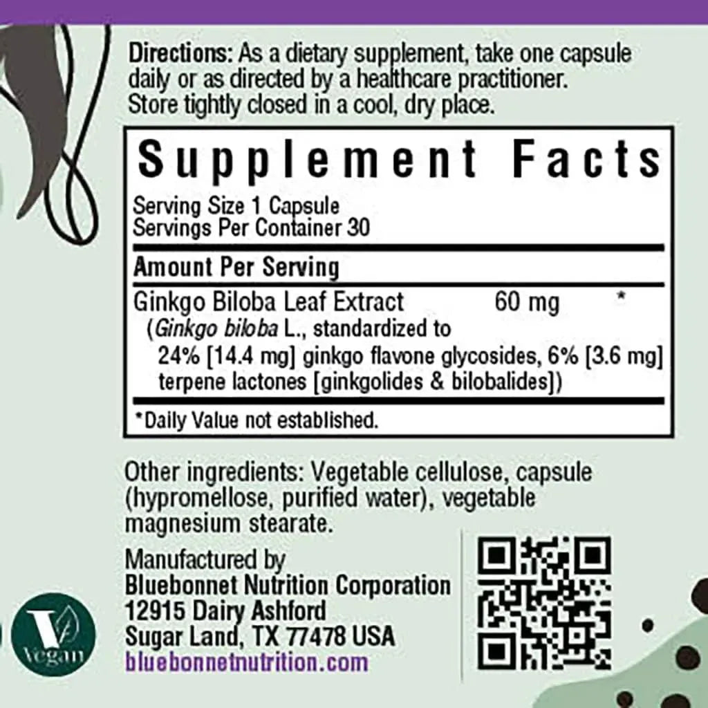 BLUEBONNET NUTRITION - BlueBonnet Ginkgo Biloba Leaf Extract Supplement 60 Capsulas - The Red Vitamin MX - Suplementos Alimenticios - {{ shop.shopifyCountryName }}