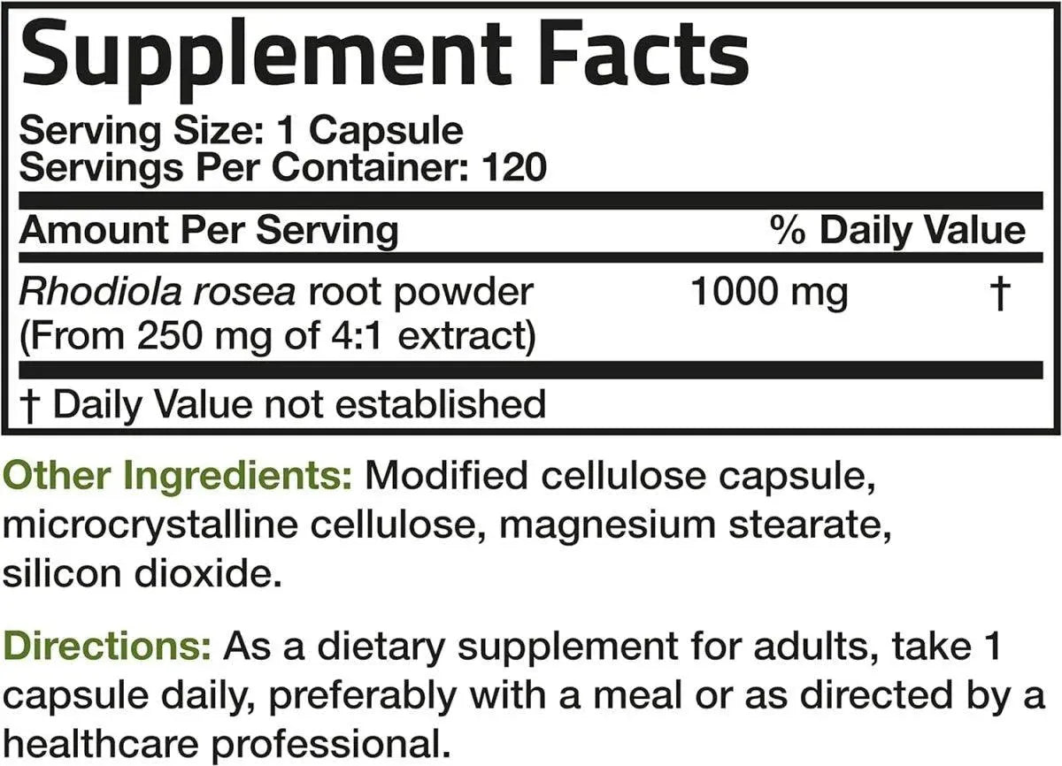 BRONSON - Bronson Rhodiola Rosea 1000Mg. 120 Capsulas - The Red Vitamin MX - Suplementos Alimenticios - {{ shop.shopifyCountryName }}