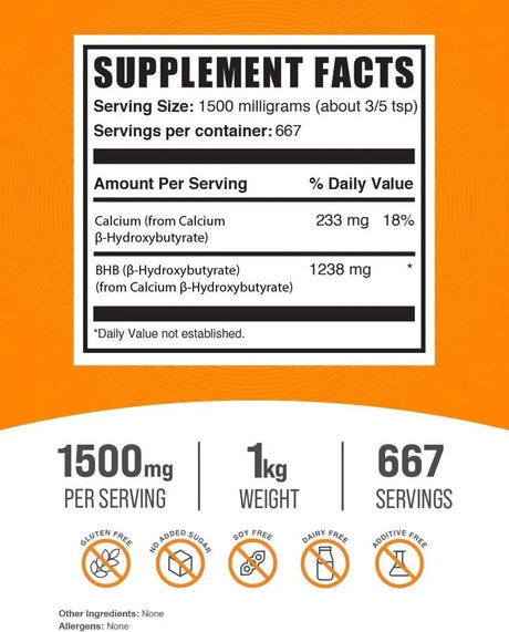 BULK SUPPLEMENTS - Bulk Supplements Calcium BHB Powder 1 Kg. - The Red Vitamin MX - Suplementos Alimenticios - {{ shop.shopifyCountryName }}