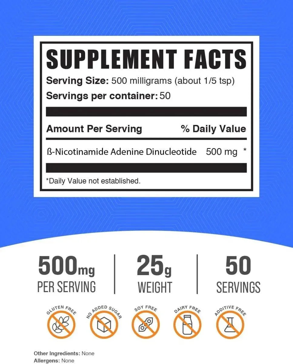 BULK SUPPLEMENTS - Bulk Supplements NAD Powder 25Gr. - The Red Vitamin MX - Suplementos Alimenticios - {{ shop.shopifyCountryName }}