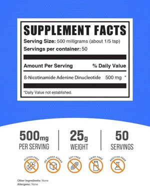 BULK SUPPLEMENTS - Bulk Supplements NAD Powder 25Gr. - The Red Vitamin MX - Suplementos Alimenticios - {{ shop.shopifyCountryName }}