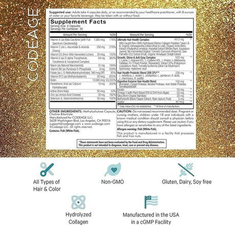 CODEAGE - Codeage Hair Vitamins 120 Capsulas - The Red Vitamin MX - Suplementos Alimenticios - {{ shop.shopifyCountryName }}
