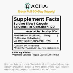 DACHA - Dacha Natural Rhodiola Rosea 500Mg. 120 Capsulas - The Red Vitamin MX - Suplementos Alimenticios - {{ shop.shopifyCountryName }}