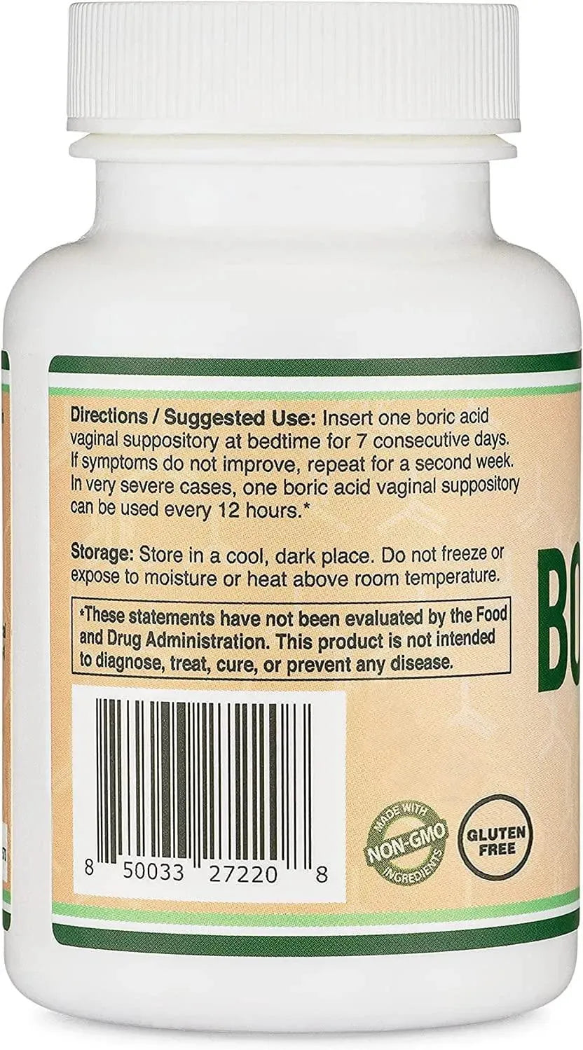DOUBLE WOOD SUPPLEMENTS - Double Wood Supplements Boric Acid Suppositories 60 Supositorios - The Red Vitamin MX - Supositorios De Ácido Bórico - {{ shop.shopifyCountryName }}