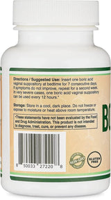 DOUBLE WOOD SUPPLEMENTS - Double Wood Supplements Boric Acid Suppositories 60 Supositorios - The Red Vitamin MX - Supositorios De Ácido Bórico - {{ shop.shopifyCountryName }}