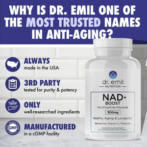 DR EMIL NUTRITION - Dr. Emil NAD+ Boost - Nicotinamide Riboside 30 Capsulas - The Red Vitamin MX - Suplementos Alimenticios - {{ shop.shopifyCountryName }}